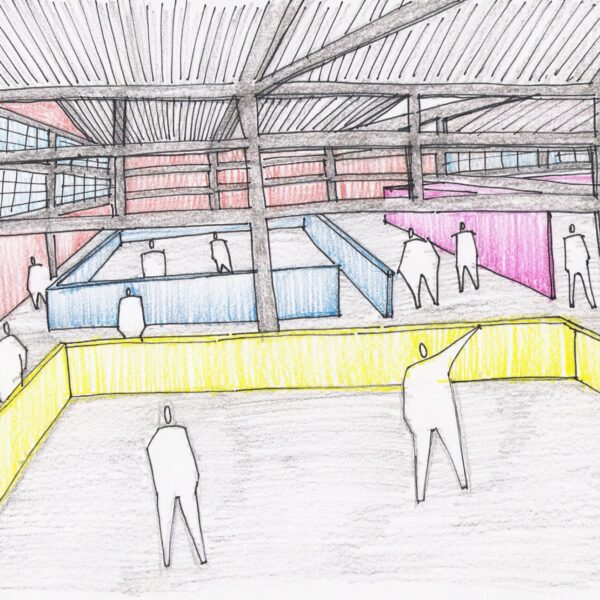 Estudos para utilização do espaço interno dos galpões fabris.