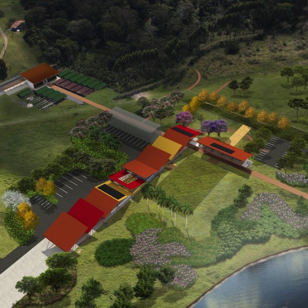 Etapa 1: Aérea – Bloco Administrativo / Serviços e Cocho de Fermentação de Cacau.