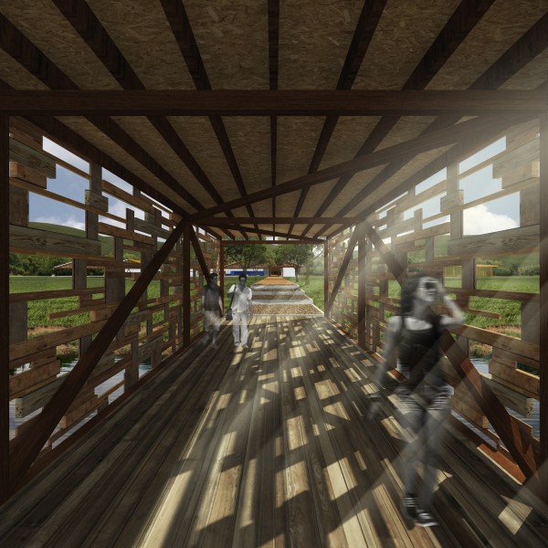 Etapa 1: Vista Interna da Passarela de Pedestres (Eixo Estruturador).