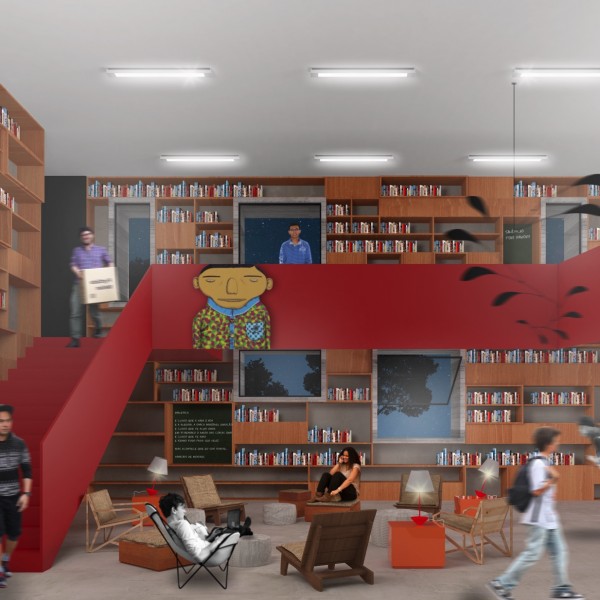 Escola de Ensino Médio / Colégio Universitário: Biblioteca.