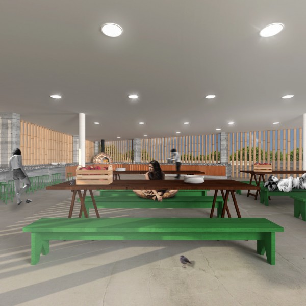 Escola de Ensino Médio / Colégio Universitário: Refeitório / Cozinha Experimental.