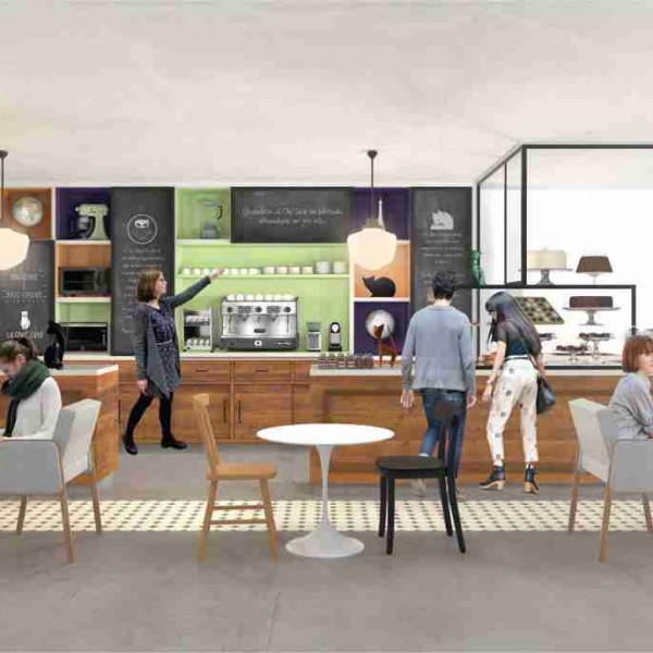 Vista 3 da área de estar e do balcão de atendimento / serviço.