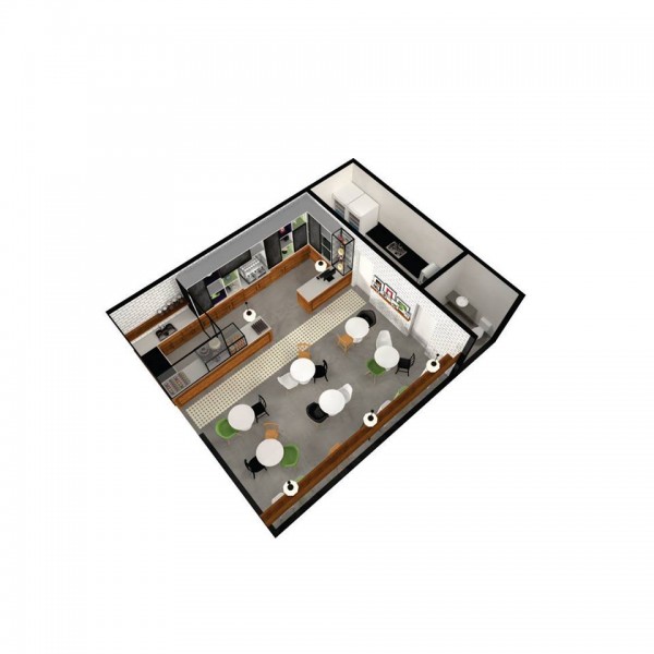 Modelo de layout para lojas maiores. (Ar:Co – Arquitetura Cooperativa).