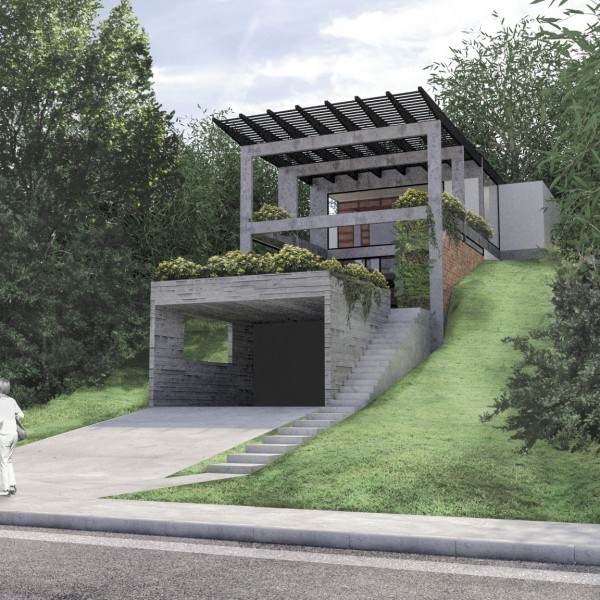 Vista da frente da fachada lateral direita.