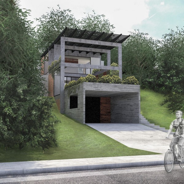 Vista da frente da fachada lateral esquerda.