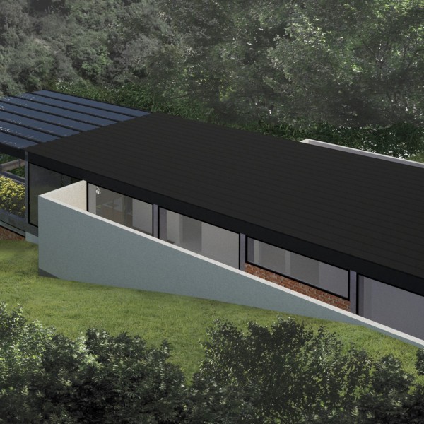 Vista dos fundos da fachada lateral direita.