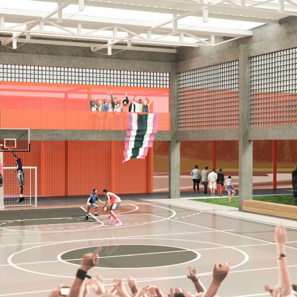 Vista do quadra poliesportiva.