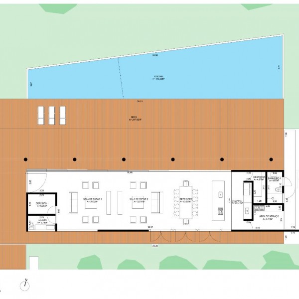 Planta do Pavilão de Estar e Serviços da Casa Principal.