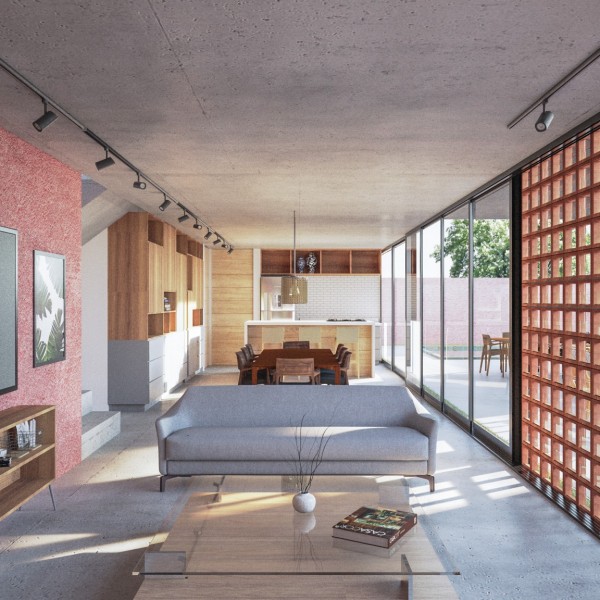 Vista da Sala de Estar para a Sala de Jantar.