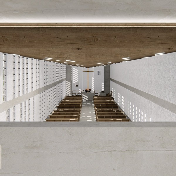 Vista da área dos músicos para a nave da igreja.