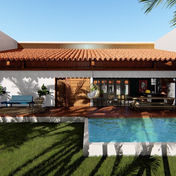 Vista do Estar do pavilhão de hóspedes.