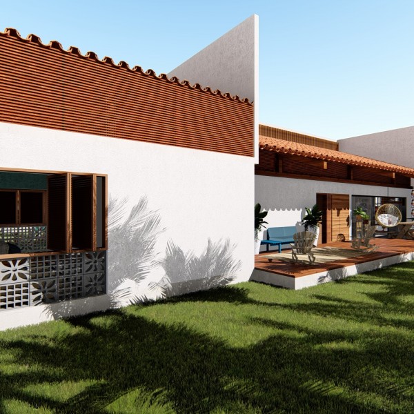 Vista da pavilhão de hóspedes.