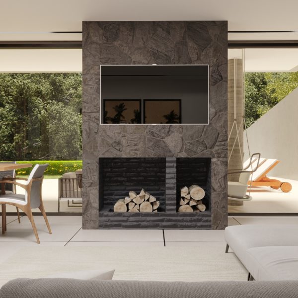 Lareira da sala de estar.