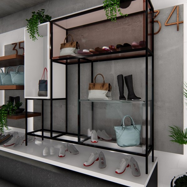 Vista da área de exposição do interior da loja.