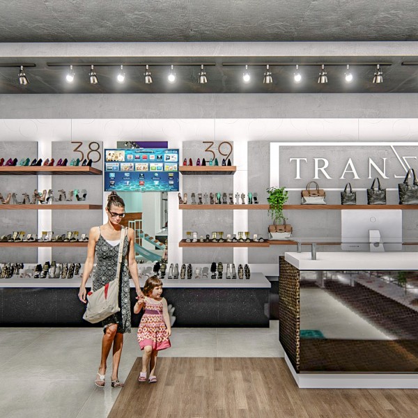 Vista da área de exposição do interior da loja / caixa.