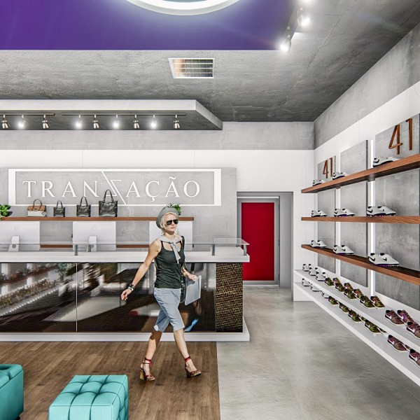 Vista da área de exposição do interior da loja / caixa.