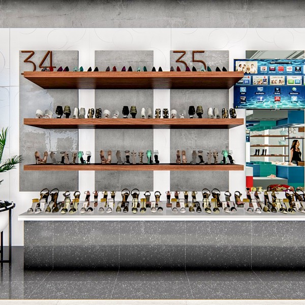 Vista da área de exposição do interior da loja.