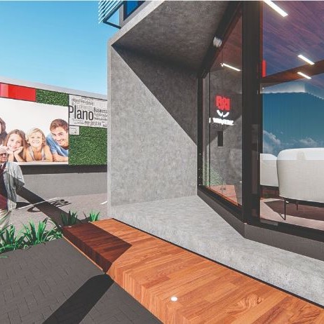 Detalhe do acesso ao edifício.