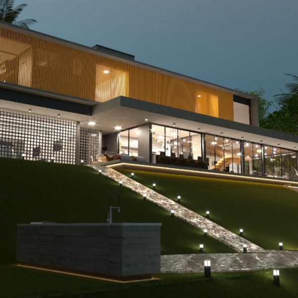 Fachada Posterior Noturna.