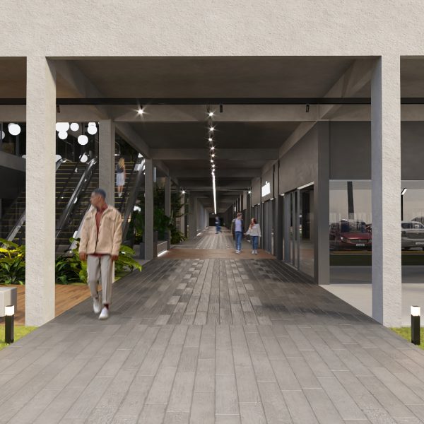 Vista do acesso ao Edifício Hibrido da Av. Ricieri José Marcatto.