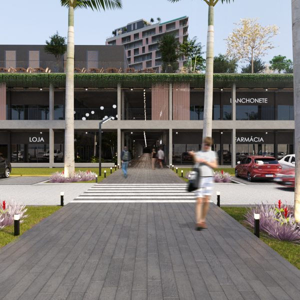 Vista do acesso ao Edifício Hibrido da Av. Ricieri José Marcatto.