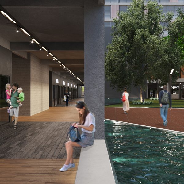 Vista do corredor do Térreo para a Praça Central.