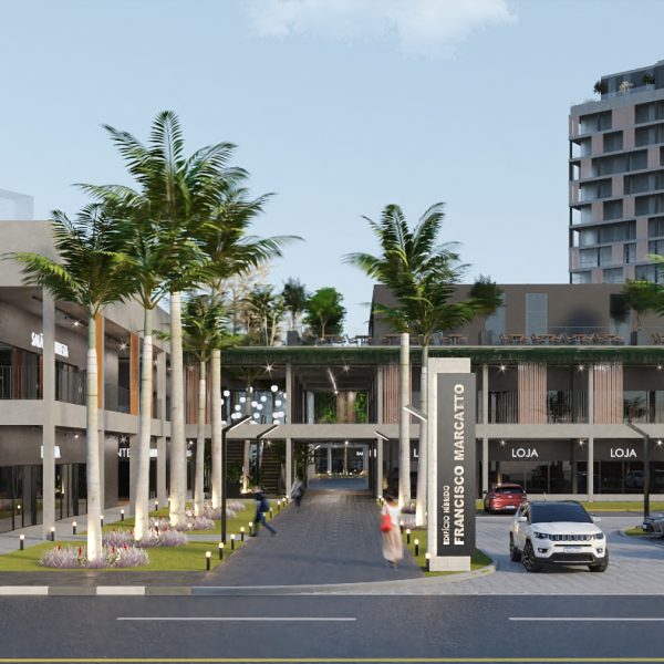 Vista do acesso ao Edifício Hibrido da Av. Ricieri José Marcatto.