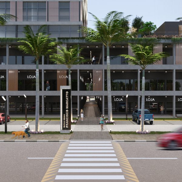 Vista do acesso ao Edifício Hibrido da Rua Catarina Carrera Marcatto.