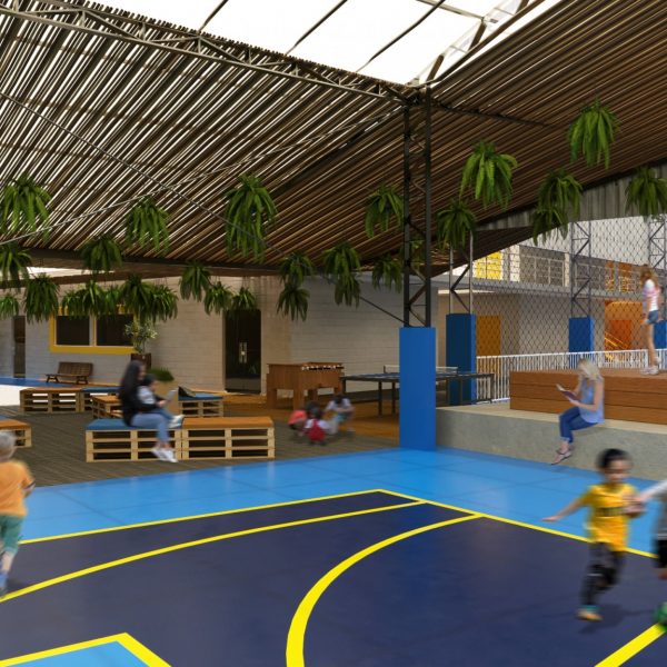 Vista da Quadra para o Pátio Coberto.