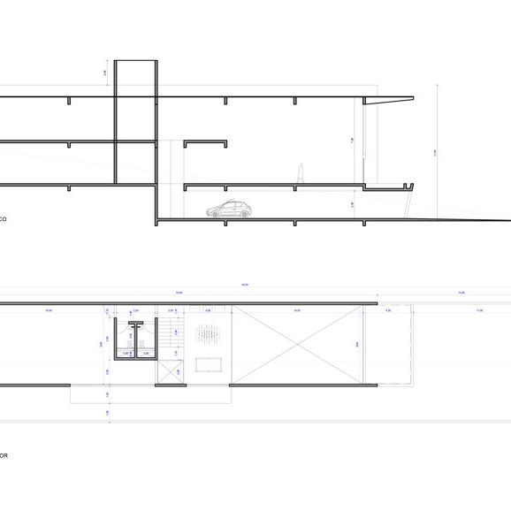 Planta da Cobertura e Corte Longitudinal.