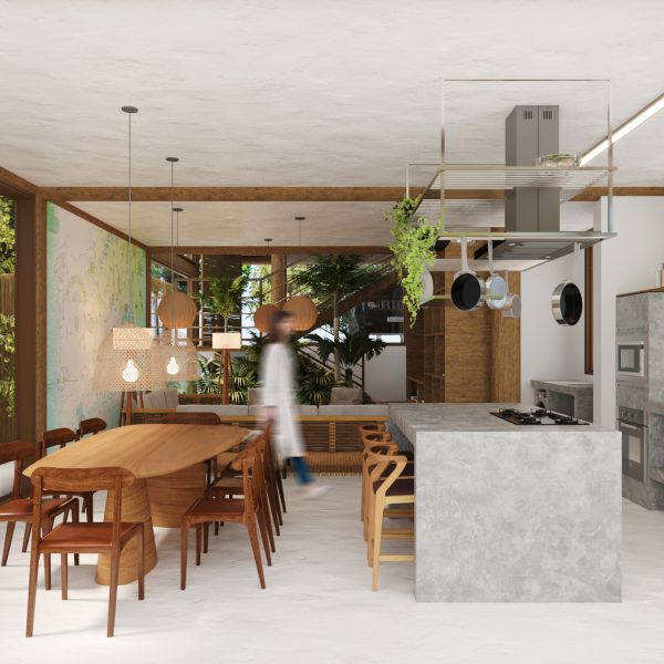 Sala de Jantar e Cozinha Integradas.