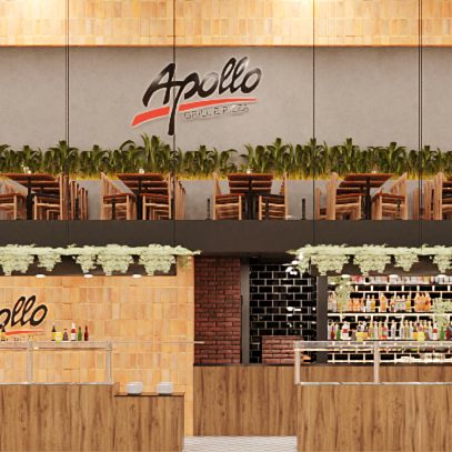 Vista Geral da área de Serviços e do Módulo 4 no mezanino.