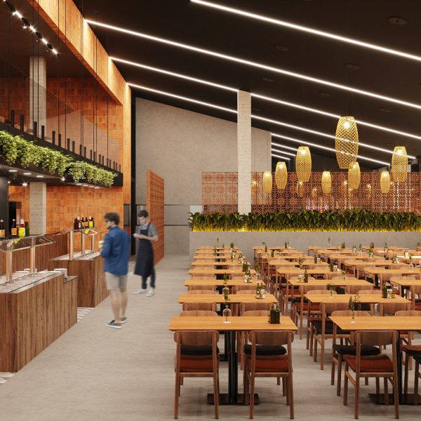 Vista da área do Réchaud / Salão Módulo 2 – 160 lugares.