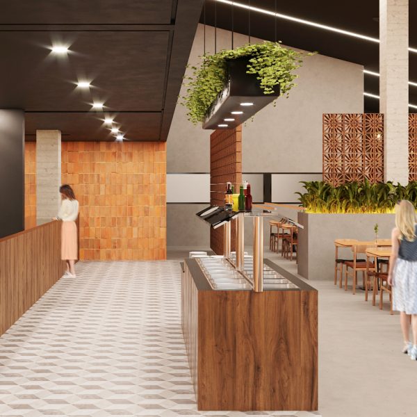 Vista da área do Réchaud, Balcão Churrasco e Copa.