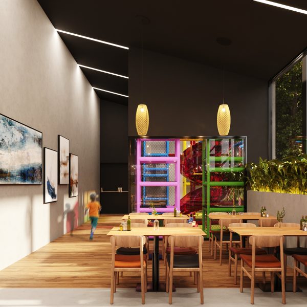 Vista do Salão Módulo 3 para a Brinquedoteca.