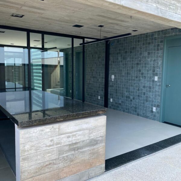 Detalhe da bancada do Espaço Gourmet.