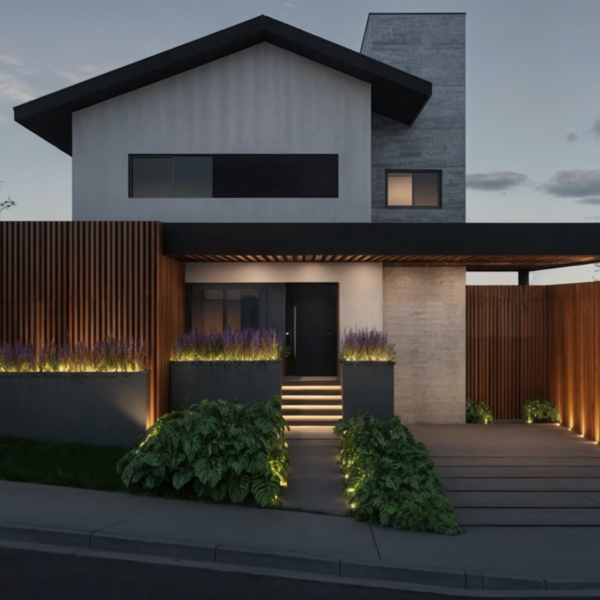 Vista da Fachada de Noite.