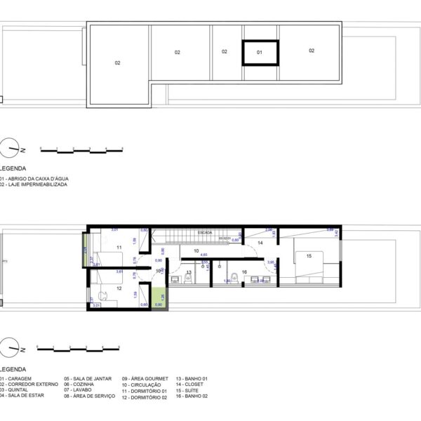 Layout do Pavimento Superior e Cobertura.