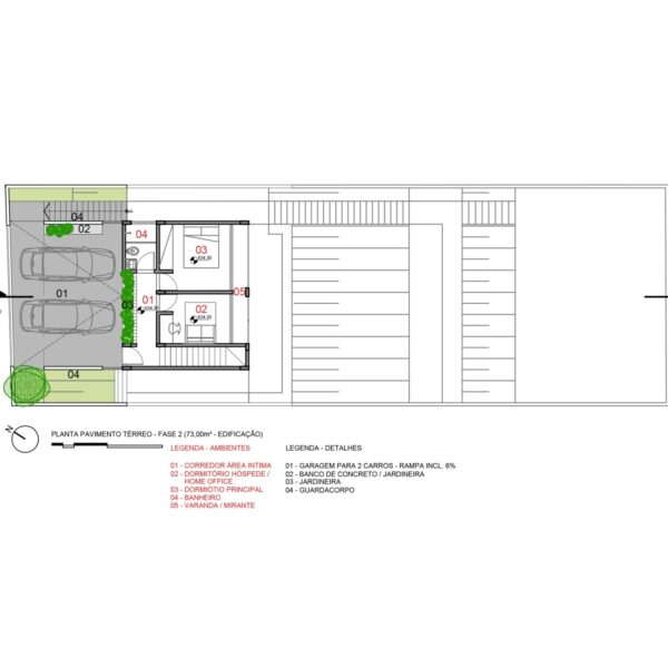 Planta do pavimento térreo – fase 2 (73,00m² – edificação).