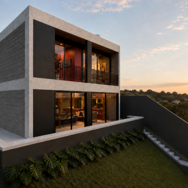 Fachada posterior e lateral direita.